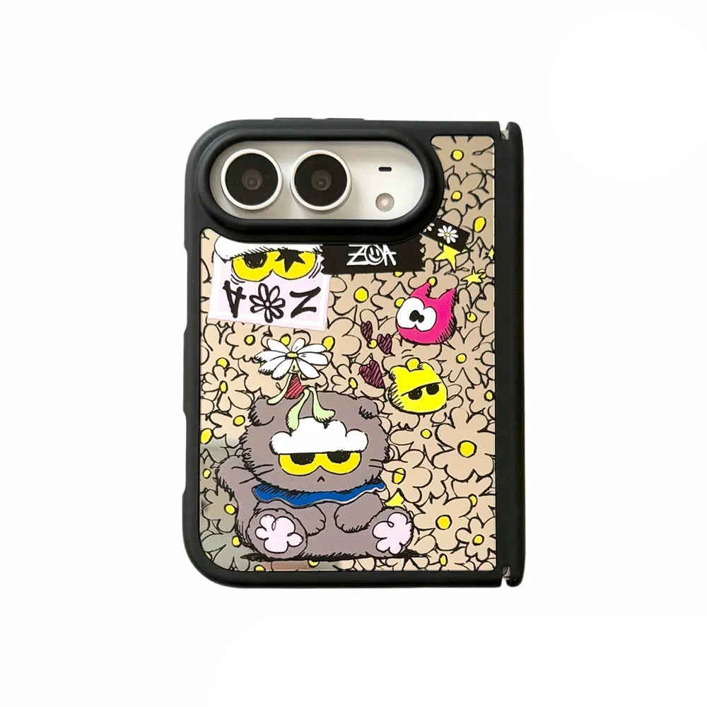 Cartoon Cat Case for iPhone Duo with Optional Lanyard and Grip Stand