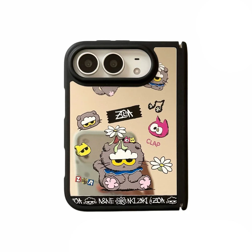 Cartoon Cat Case for iPhone Duo with Optional Lanyard and Grip Stand