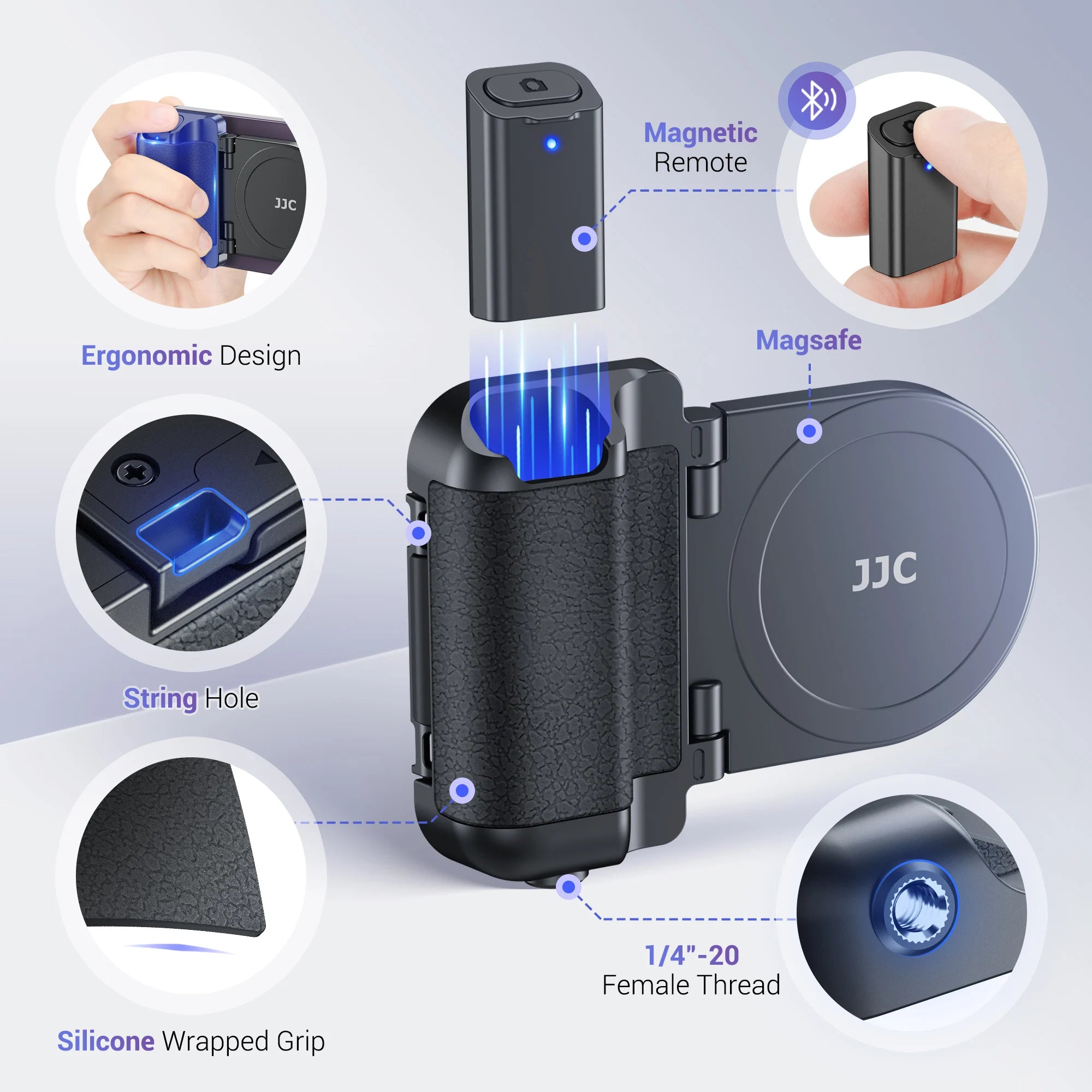 JJC Magnetic Phone Hand Grip with Remote Control