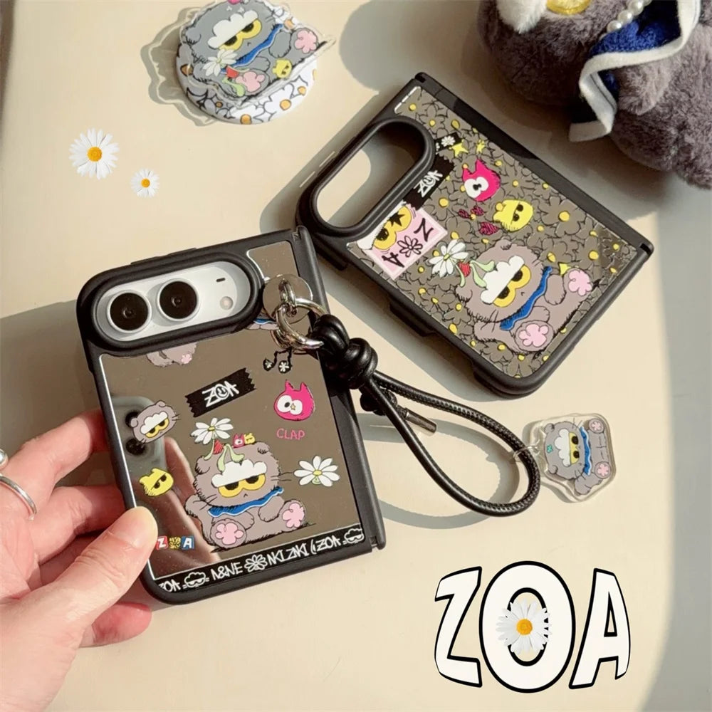 Cartoon Cat Case for iPhone Duo with Optional Lanyard and Grip Stand