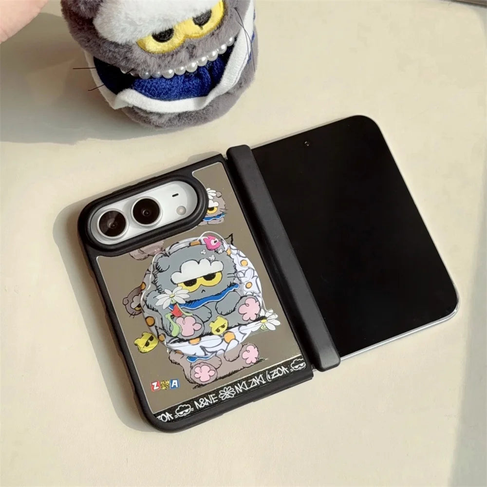 Cartoon Cat Case for iPhone Duo with Optional Lanyard and Grip Stand