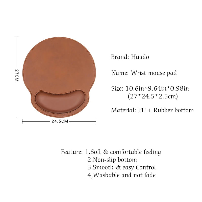 Ergonomic Leather Mouse Pad with Memory Foam Wrist Support