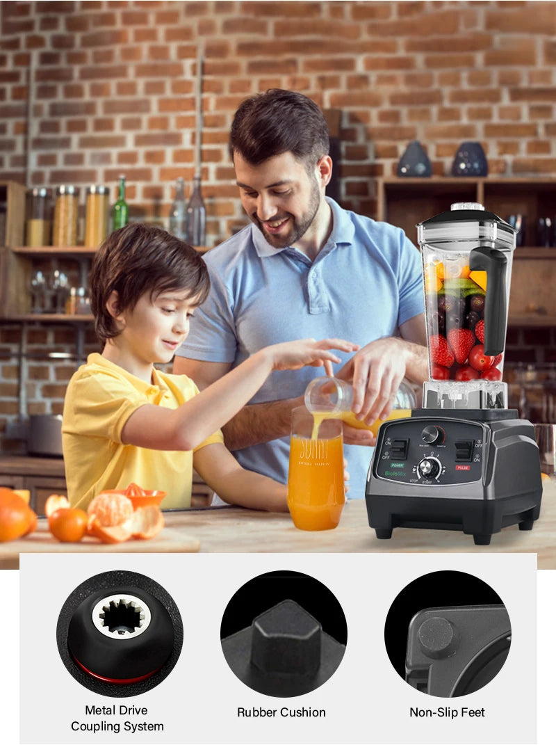 BioloMix 3HP 2200W Heavy Duty Commercial Grade Timer Blender Mixer Juicer Fruit Food Processor