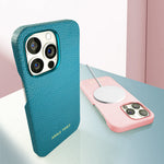 Natural Cowhide Lychee Leather MagSafe Case for iPhone 13 Series