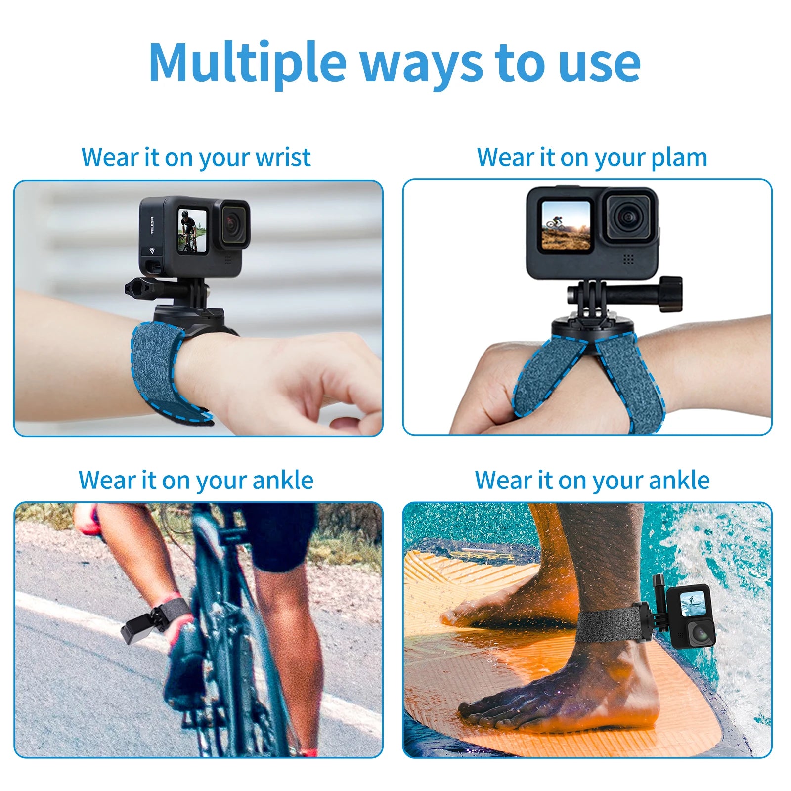 TELESIN 360° Rotation Hand Wrist Strap with Quick Adjust Mount for Action Cameras