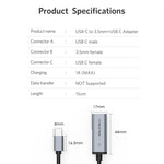 CABLETIME USB Type-C to 3.5mm AUX Adapter