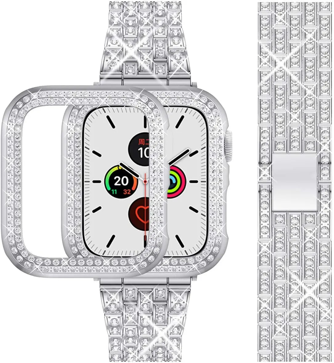 Diamond Stainless Steel Bracelet + Case for Apple Watch