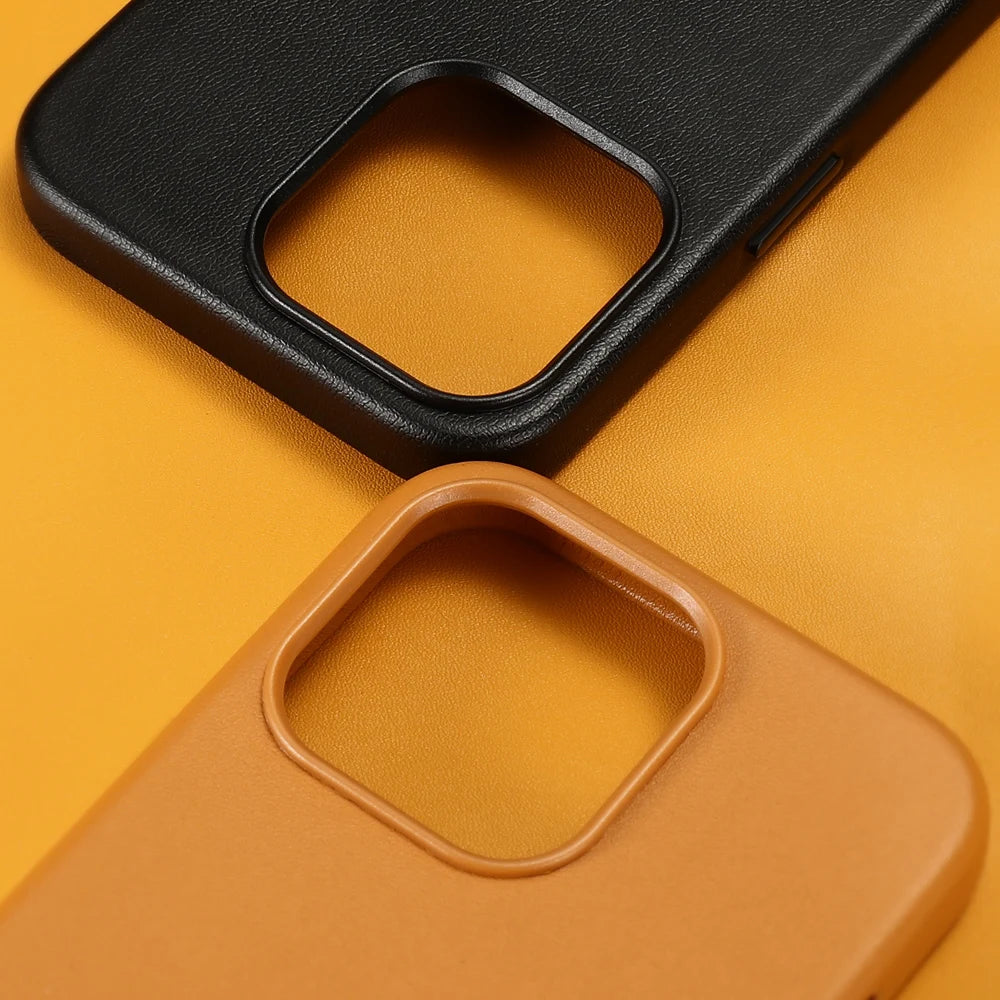 Luxury Genuine Leather 360 Full Protective Armor Shell Phone Case for iPhone 13 Series