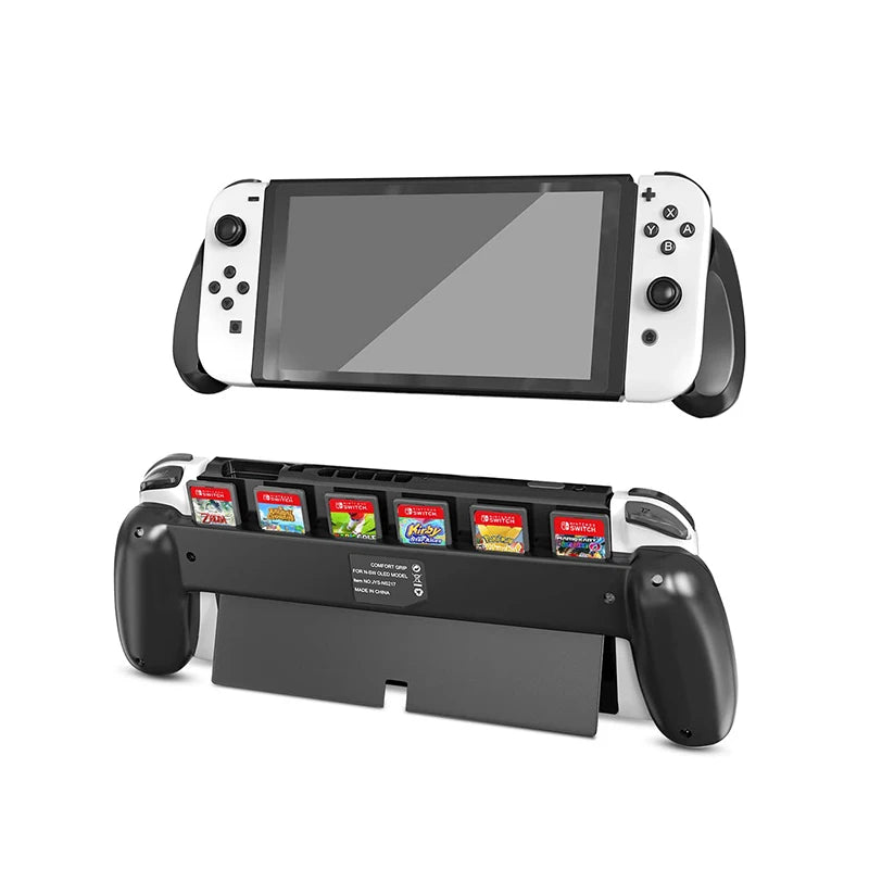 Ergonomic Hand Grip with Built-in 6 Game Card Slots for Nintendo Switch OLED