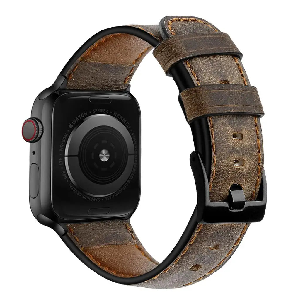 Classic Retro Cow Leather Strap for Apple Watch