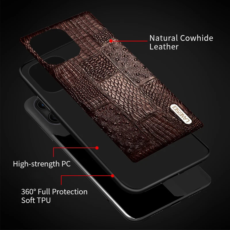 100% Genuine Leather Full Protection Phone Case for iPhone 14 Pro and iPhone 14 Pro Max