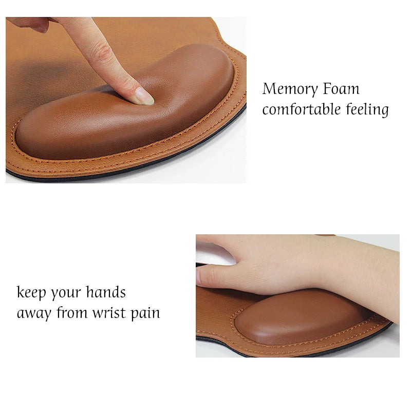 Ergonomic Leather Mouse Pad with Memory Foam Wrist Support