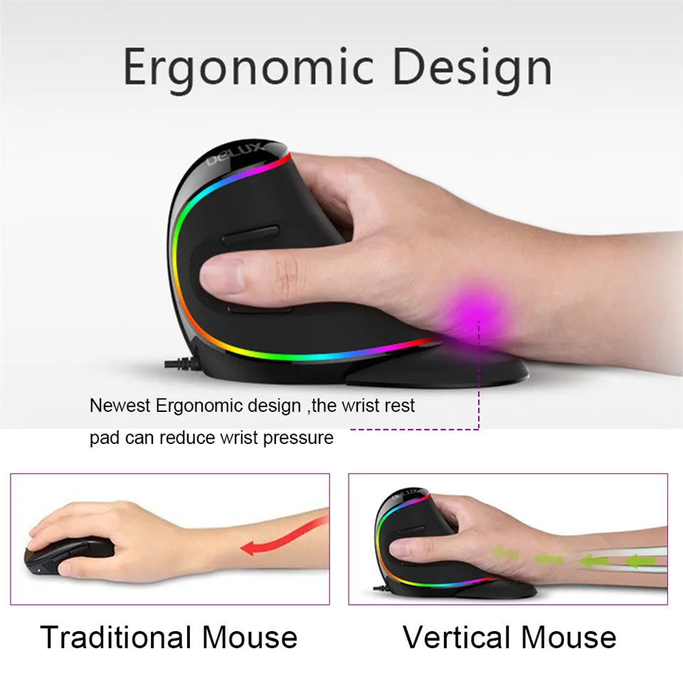 Delux M618 PLUS Ergonomic Vertical Gaming Mouse