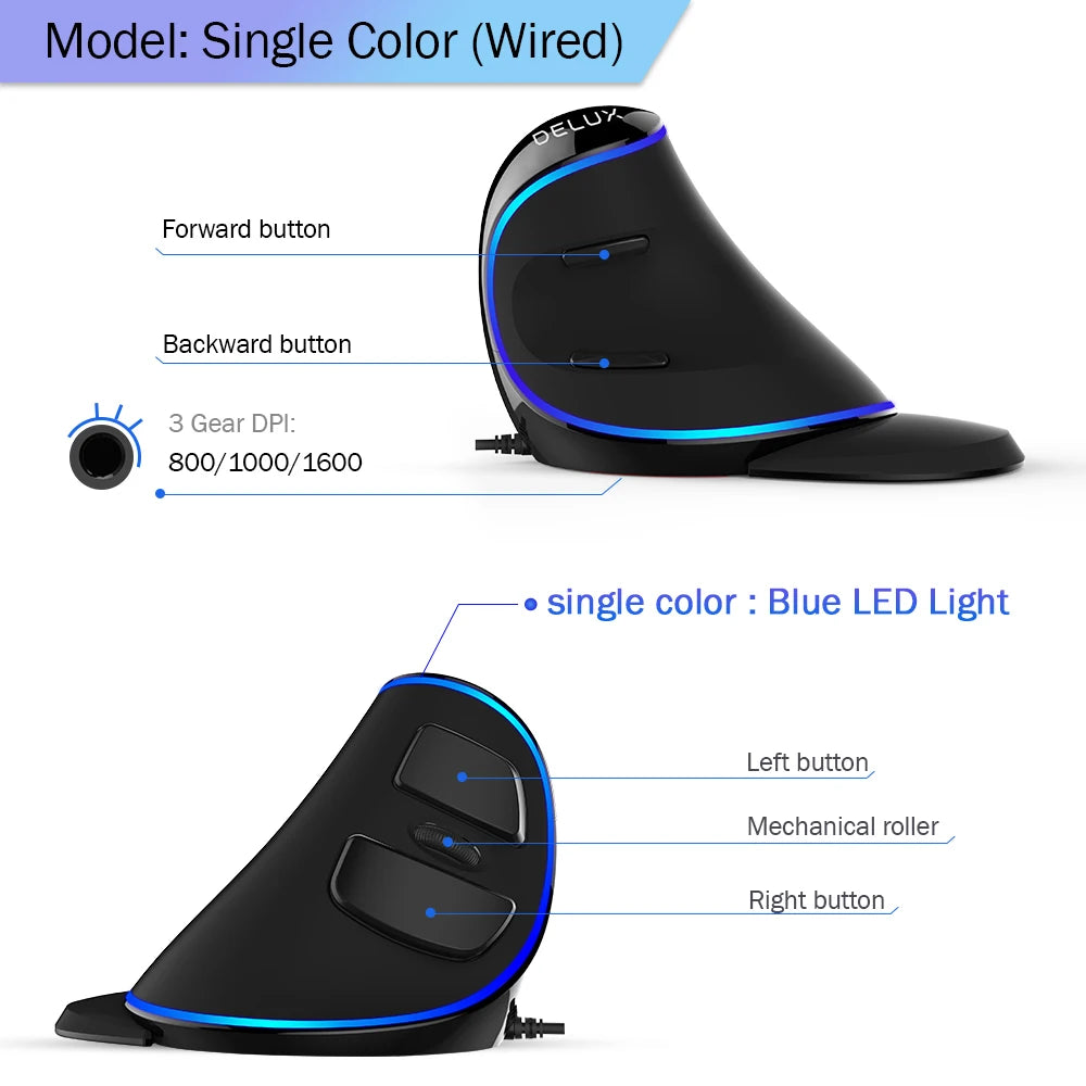 Delux M618 PLUS Ergonomic Vertical Gaming Mouse