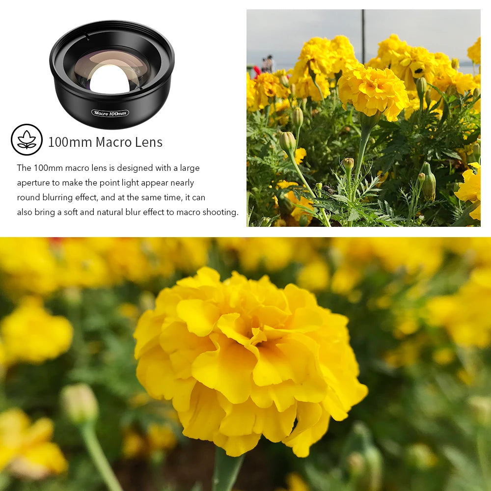 APEXEL Upgraded 4K HD Macro Lens 100mm with CPL Filter