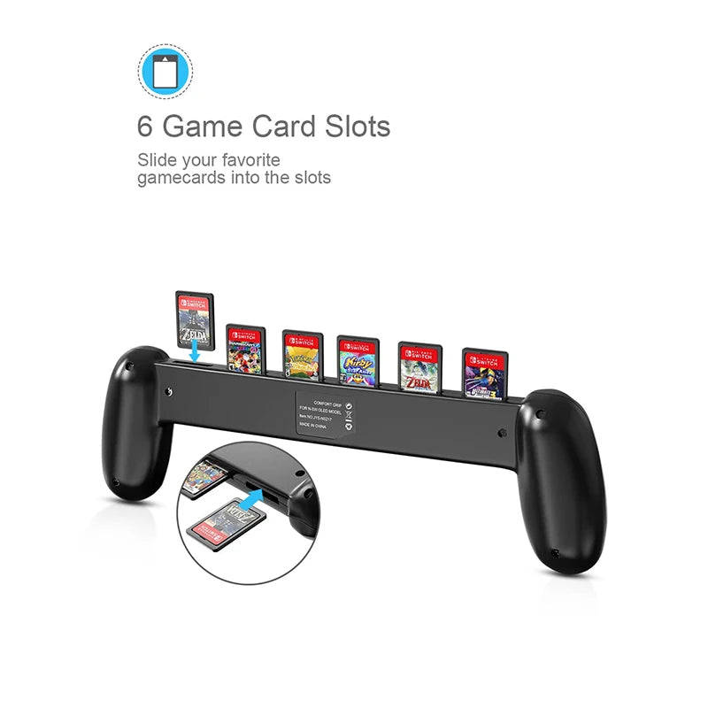 Ergonomic Hand Grip with Built-in 6 Game Card Slots for Nintendo Switch OLED