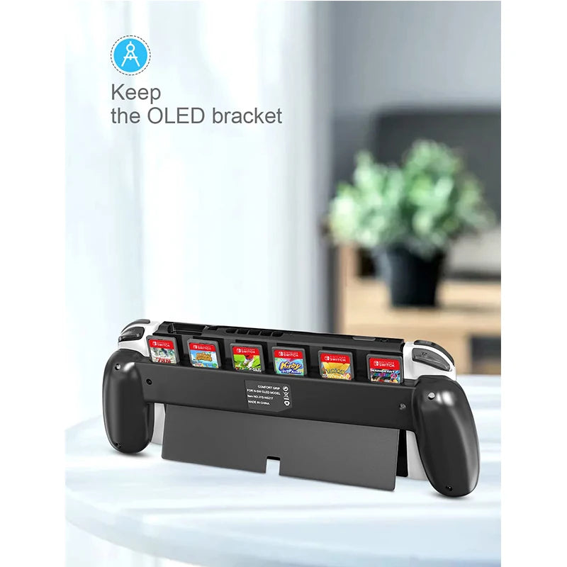 Ergonomic Hand Grip with Built-in 6 Game Card Slots for Nintendo Switch OLED
