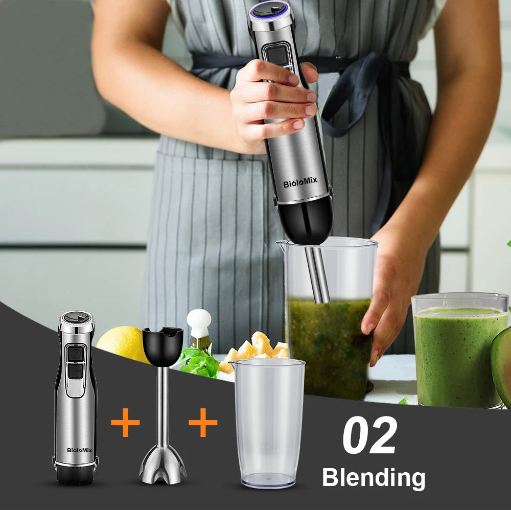 BioloMix 4-in-1 High Power 1200W Immersion Hand Stick Blender Mixer with Chopper and Smoothie Cup