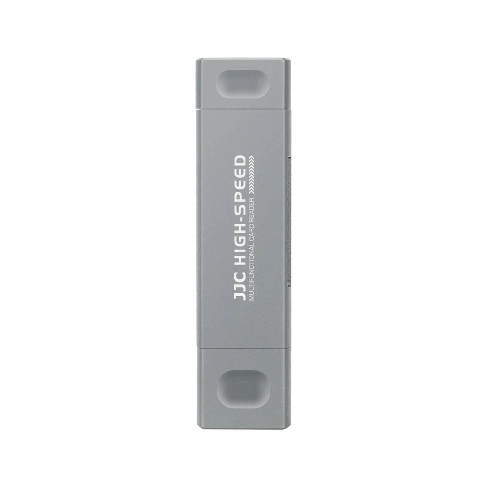  JJC multi-port memory card reader made of aluminum and ABS, supports up to 1TB capacity cards.