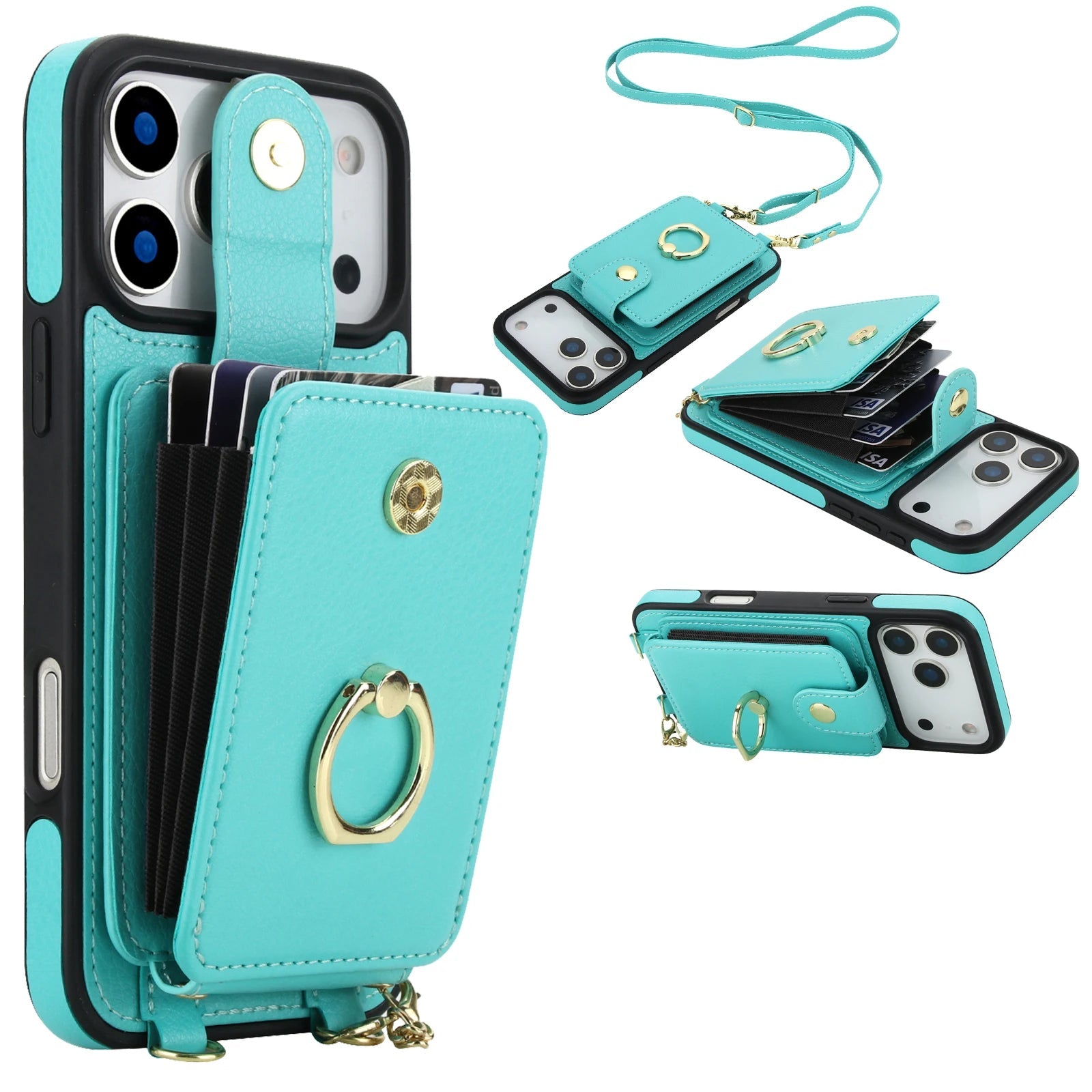 2-in-1 Zipper Wallet Case with Detachable Lanyard for iPhone 17 Series