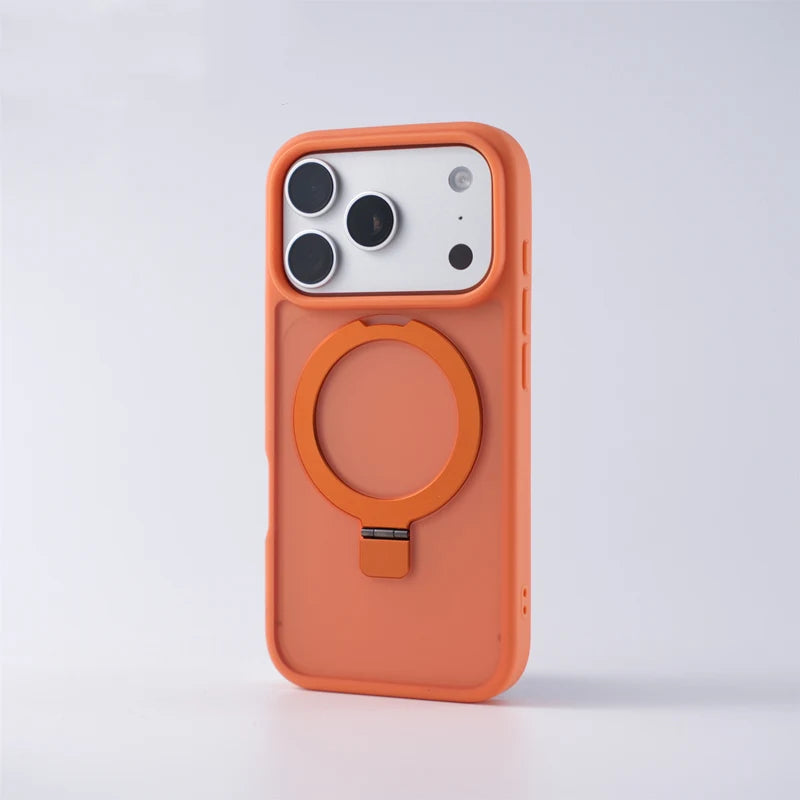 Frosted Matte Shockproof MagSafe Case with Metal Kickstand for iPhone 17 Series