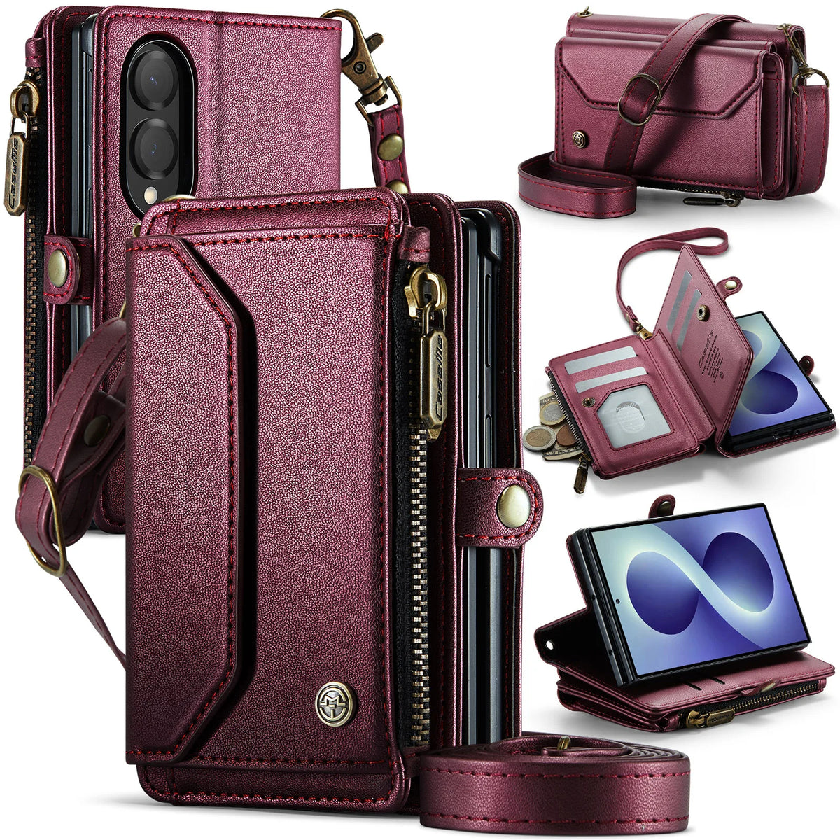 Leather Crossbody Wallet Case with Shoulder Strap for Samsung Galaxy Z Fold 8