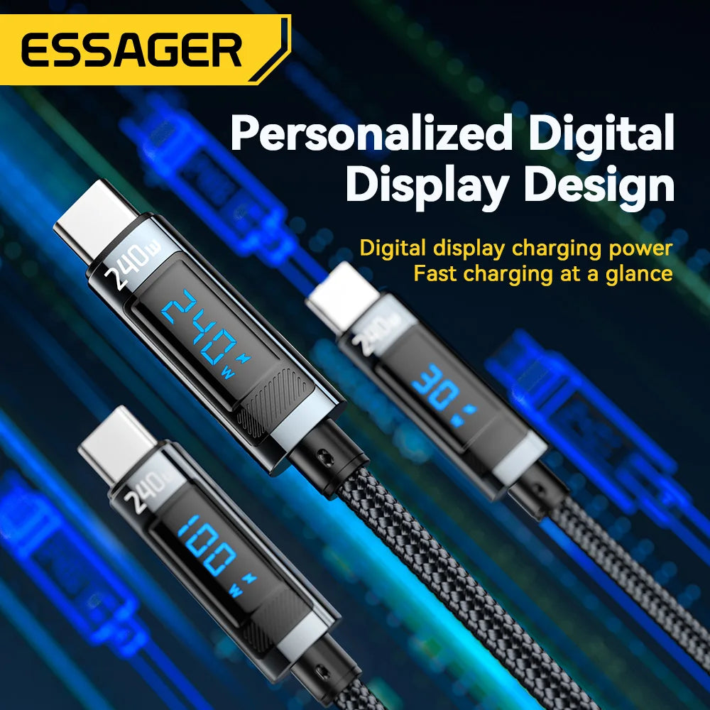 Essager 240W USB-C Fast Charging Cable with LED Display