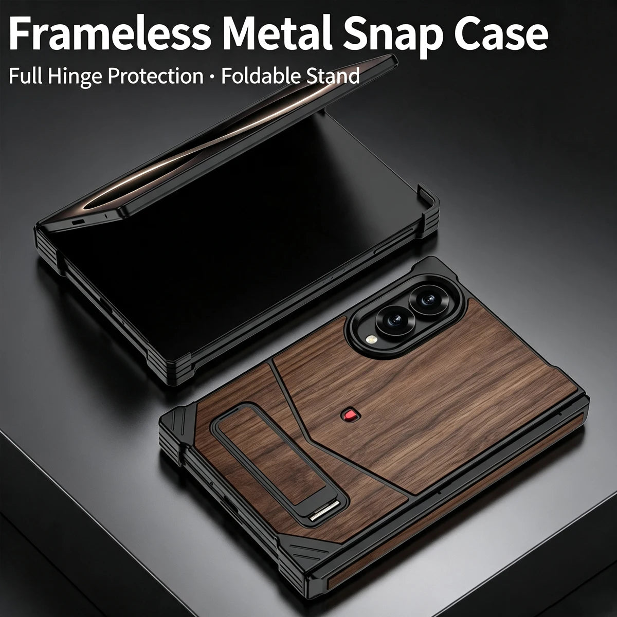 Walnut Wood Samsung Galaxy Z Fold 8 Case With Kickstand