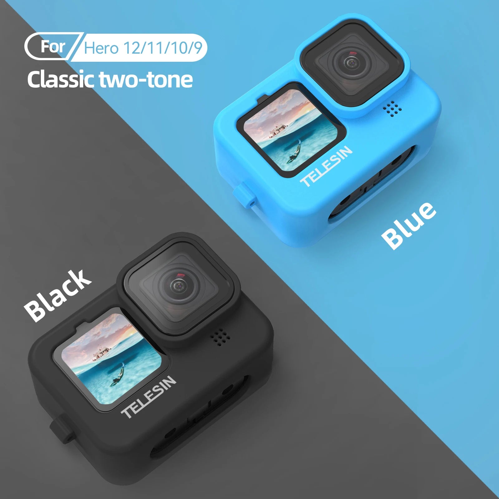 TELESIN Soft Silicone Case with Lens Cap & Wrist Strap for GoPro Hero