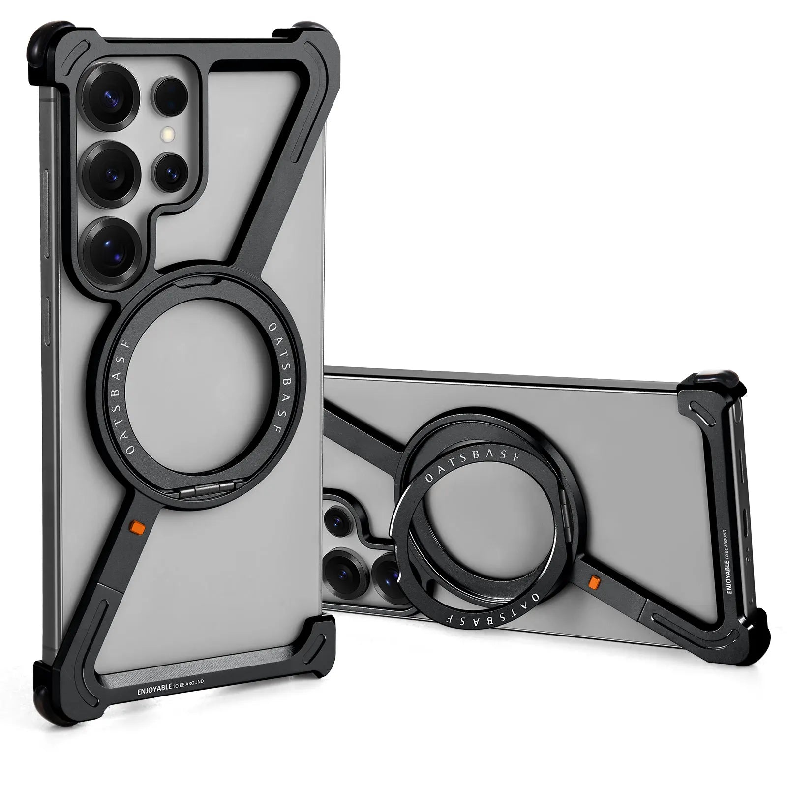 Samsung Galaxy S24 Ultra Frameless Metal Case with 360° Rotating Stand