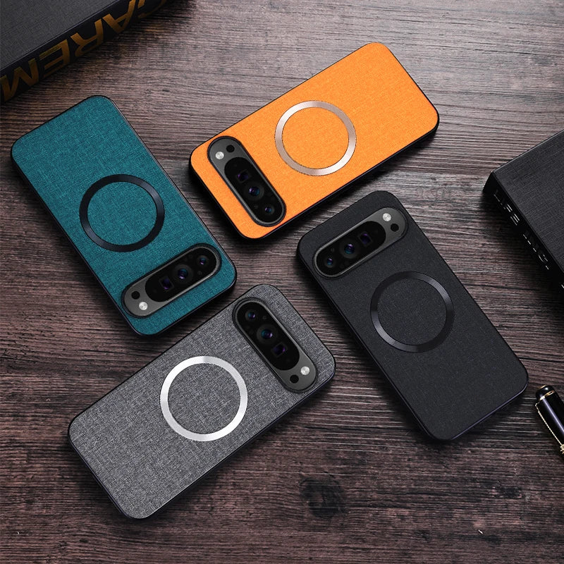 Fabric Cloth Texture Magnetic Case for Google Pixel 9 Series