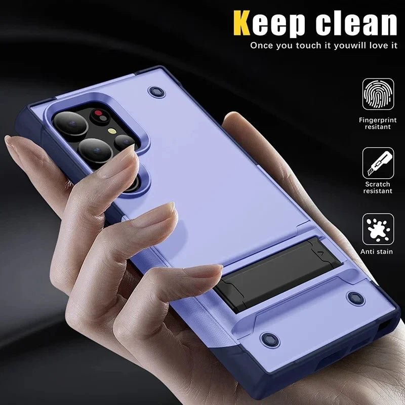 Rugged Armor Case with Kickstand for Samsung Galaxy S25 Series