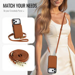 Premium Leather Crossbody Wallet Case with Card Holder & Kickstand for iPhone 17 Series