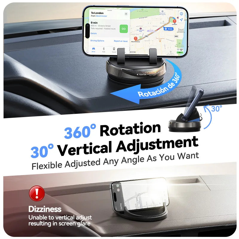 Silicone Non-Slip Car Phone Mount Holder With 360° Rotation