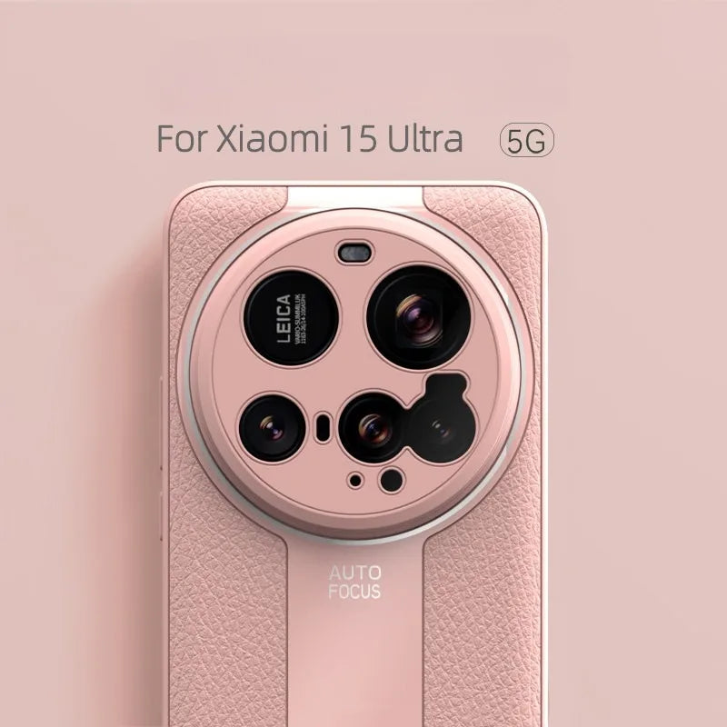 Luxury Lichi Leather & Soft TPU Ultra-Thin Matte Case for Xiaomi 15 Ultra