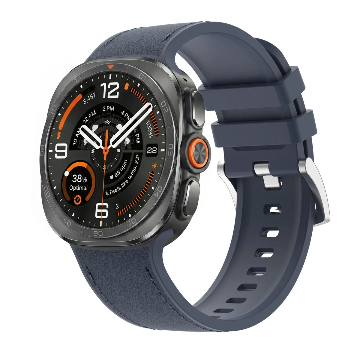 Leather-Like Silicone Watch Band with Ventilation Holes for Samsung Galaxy Watch Ultra 2