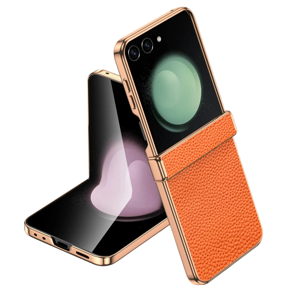 Luxury Cowhide Leather Case for Samsung Galaxy Z Flip 7