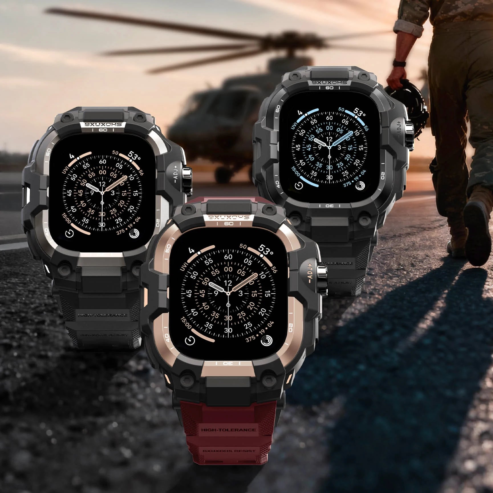 Tactical Protective Case with Band for Apple Watch
