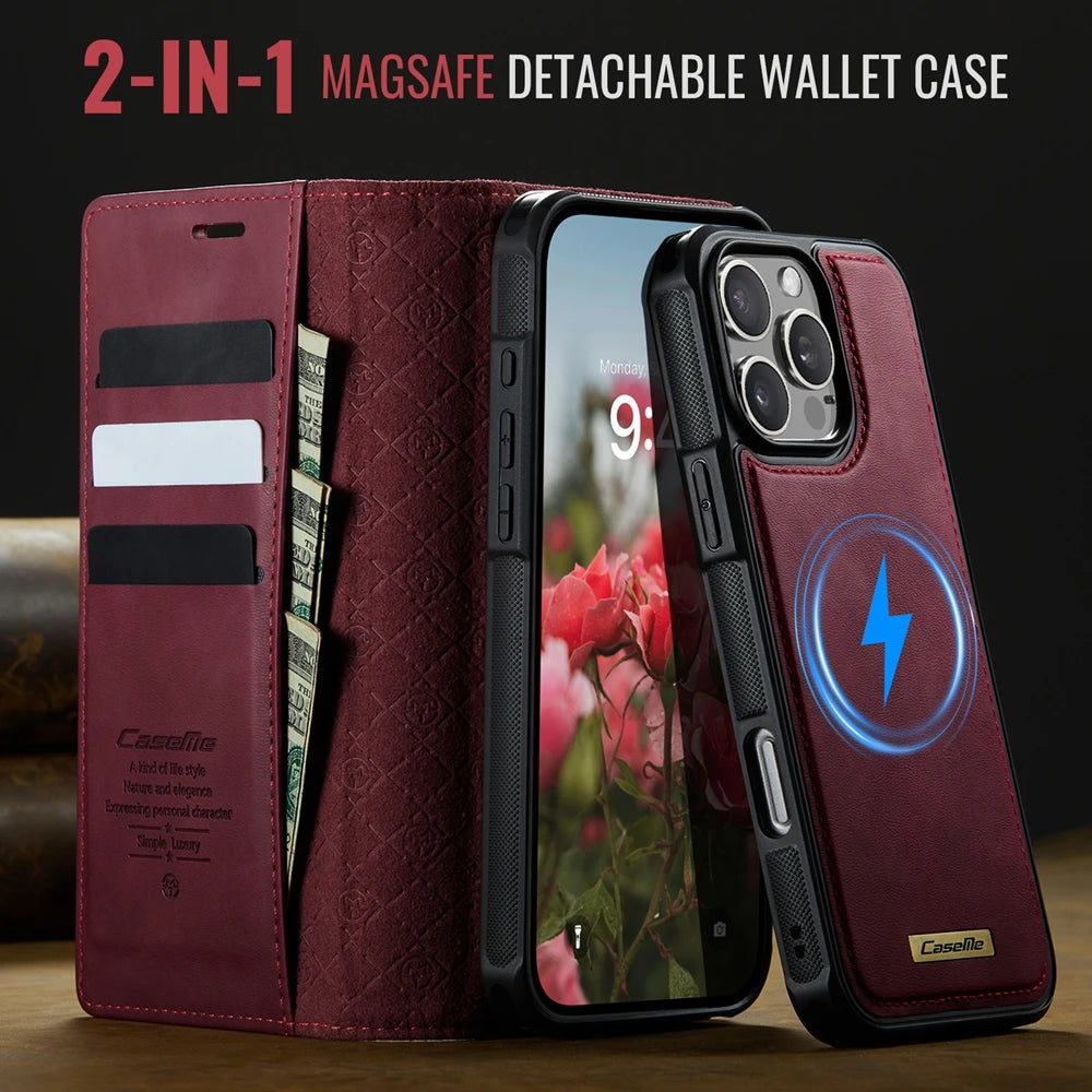 Slim MagSafe Leather Card Wallet Case for iPhone 16 Series