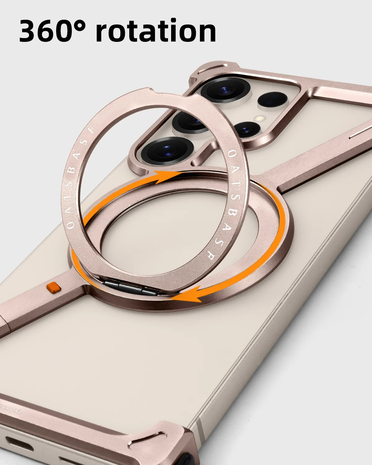 Samsung Galaxy S24 Ultra Frameless Metal Case with 360° Rotating Stand