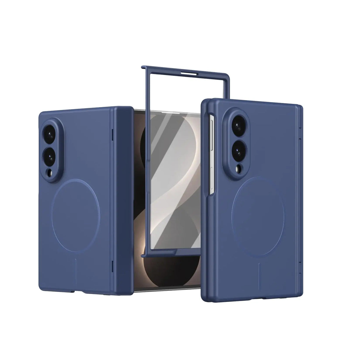 Integrated Tempered Glass Screen Protector Case with Magnetic Ring Mount for Samsung Galaxy Z Fold 8