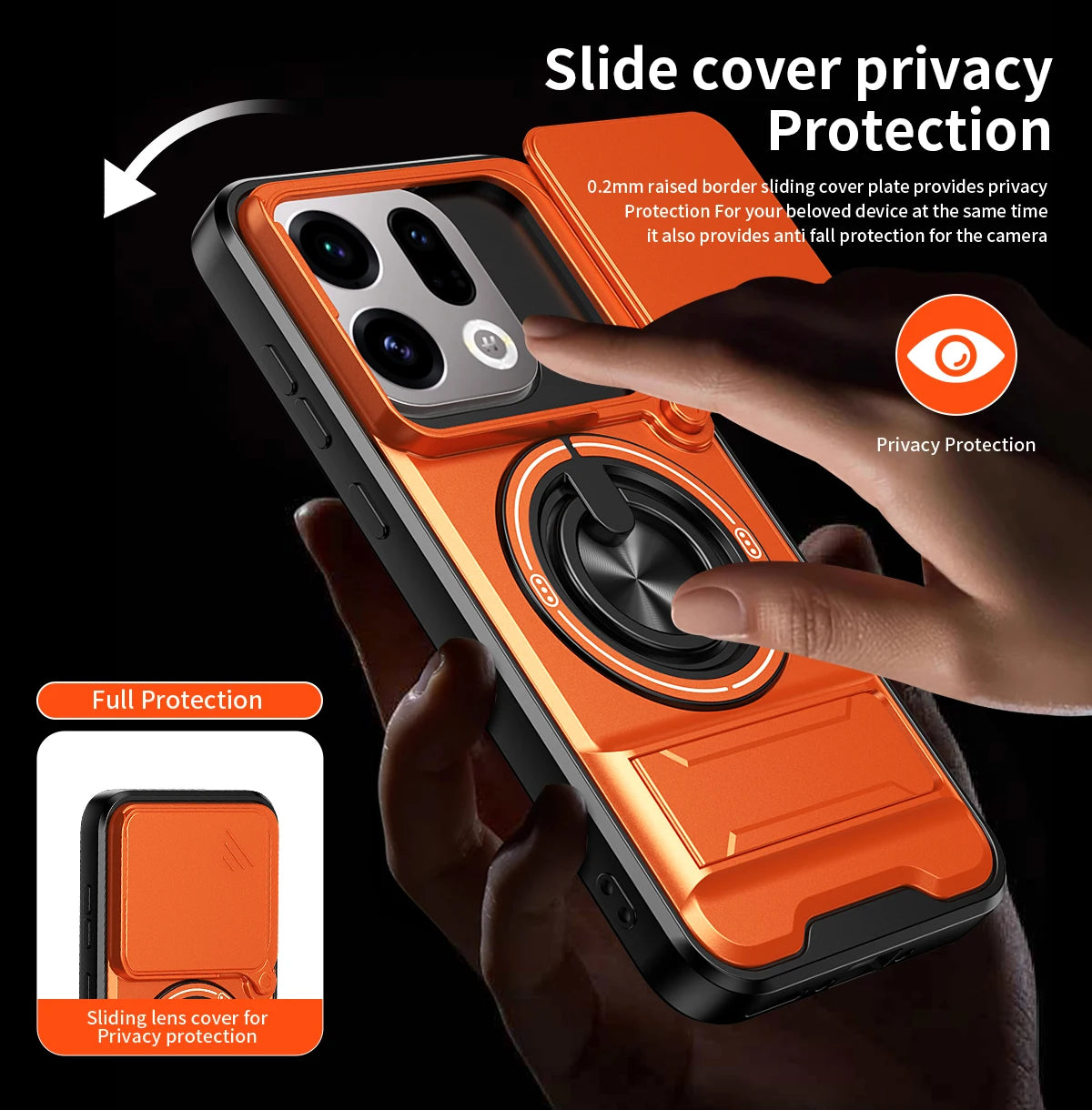 Armor Protective Case with Ring Holder for OPPO Find X9 / X9 Pro