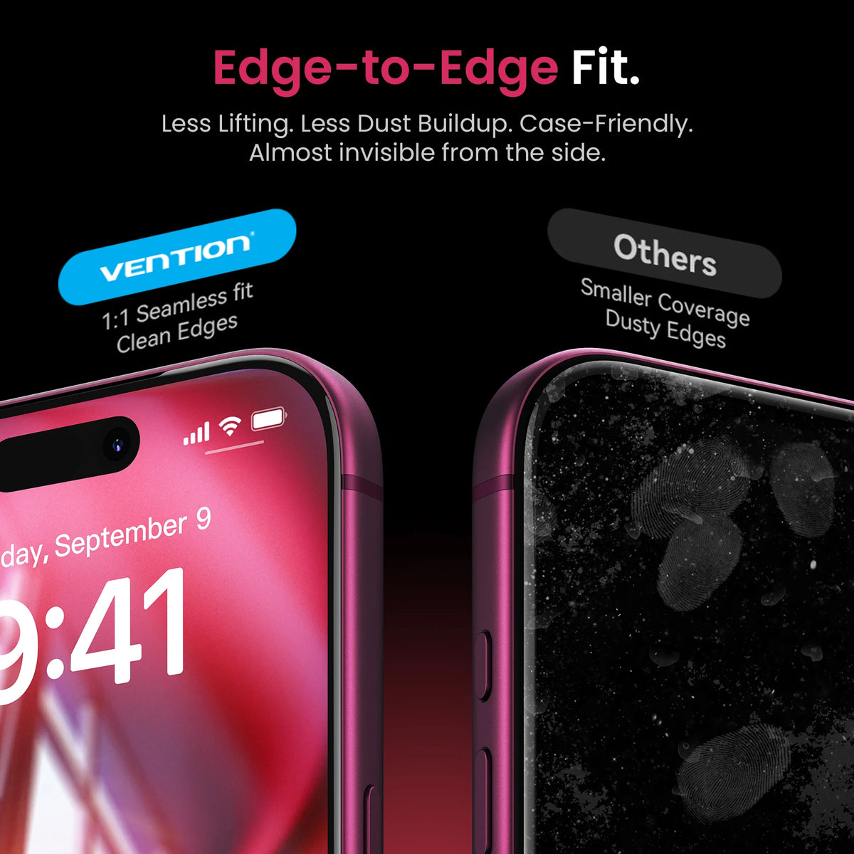 Vention HD Tempered Glass Screen Protector with Auto-Alignment Applicator for iPhone 17 Series