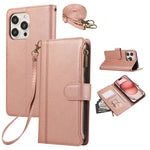 Leather Crossbody Wallet Case with Card Holder & Wrist Strap for iPhone 16 Series