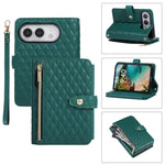 Quilted Leather Crossbody Lanyard Case with 9-Card Wallet for iPhone Duo