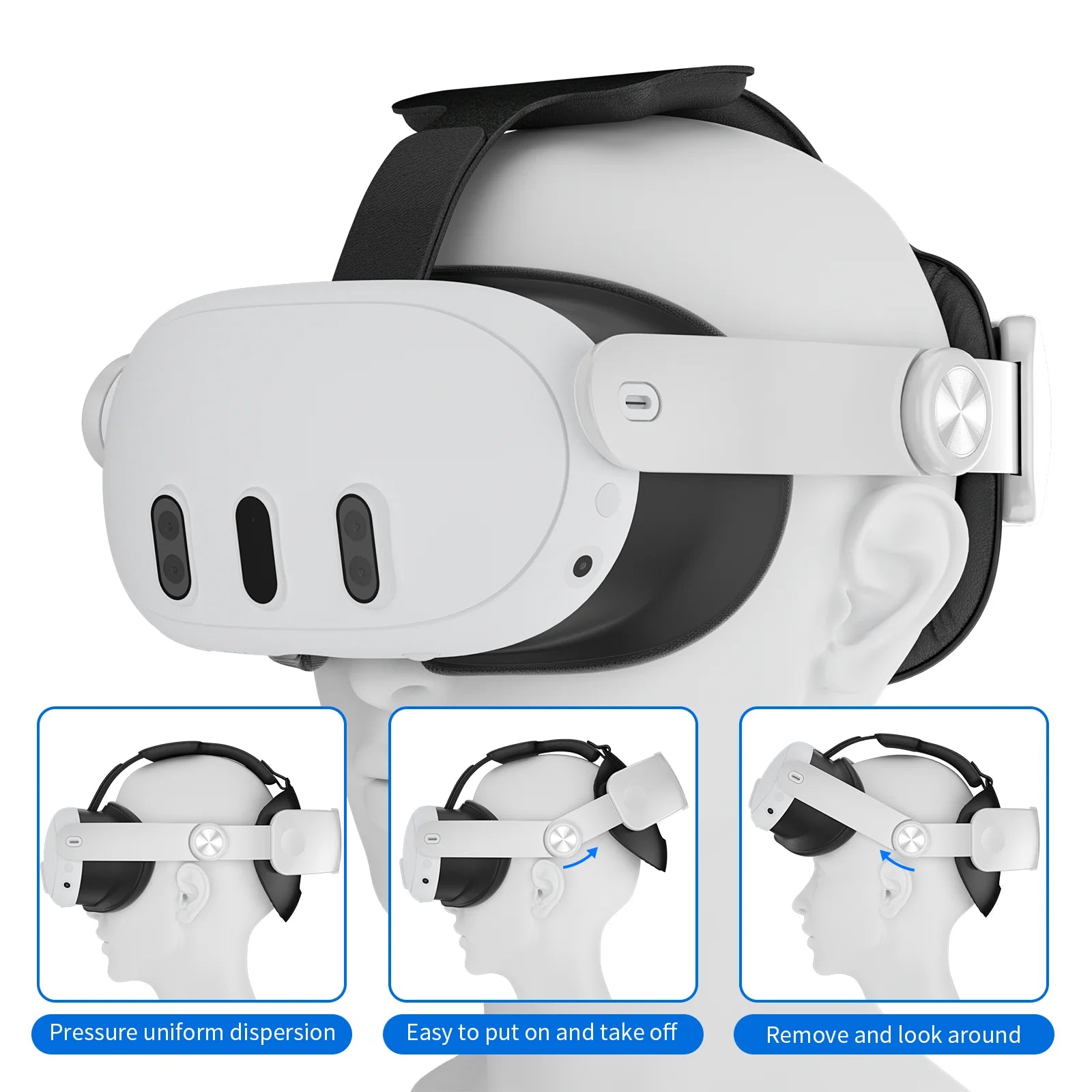 Meta Quest 3 VR Headset Comfort Head Strap: Enhanced Adjustment