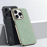 Premium Plain Leather + PC Case for iPhone 15 Series