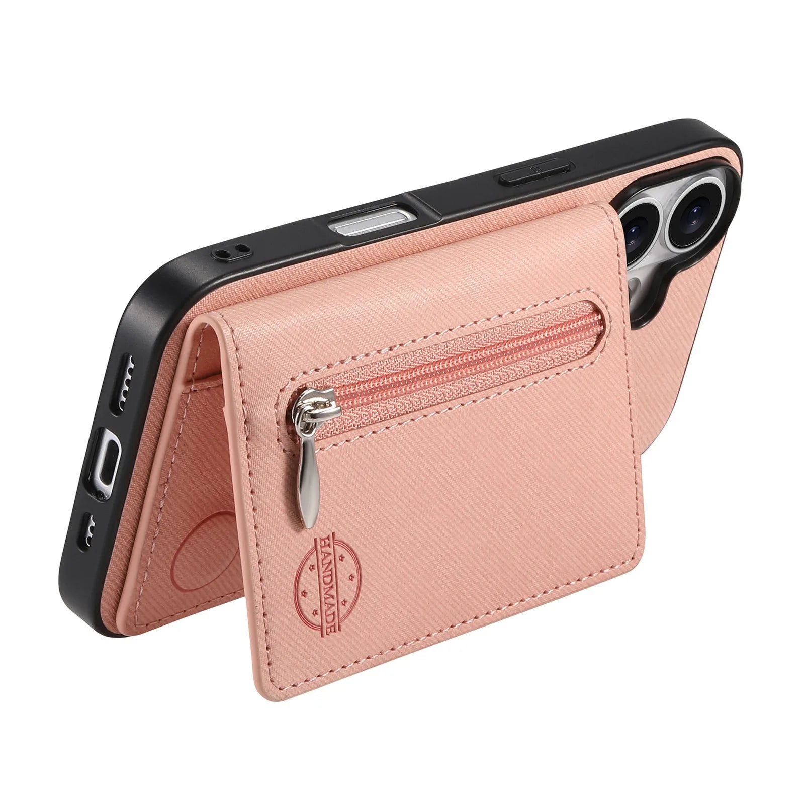 Vintage Cowboy Style Leather Phone Case with Zipper & Magnetic Card Holder for iPhone 17 Series