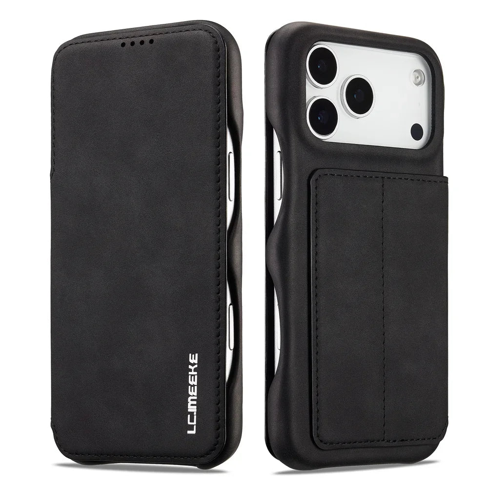 Premium Leather Flip Cover for iPhone 17 Series