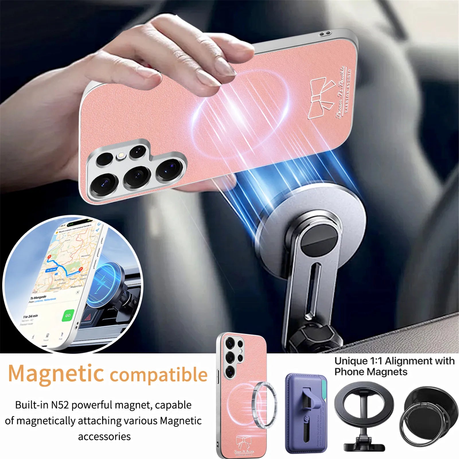 Elegant Bow Graphic Magnetic Leather Case for Samsung Galaxy